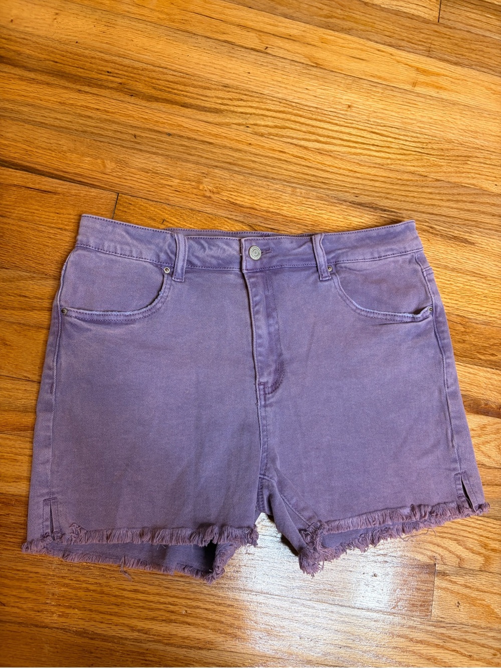 Zenana Purple Women's Denim Cutoff Shorts Large